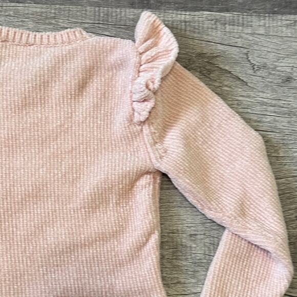 ZUNIE Girls Pink Chenille Unicorn Sweater XS 4/5 Sequin Applique Ruffle - Picture 5 of 7